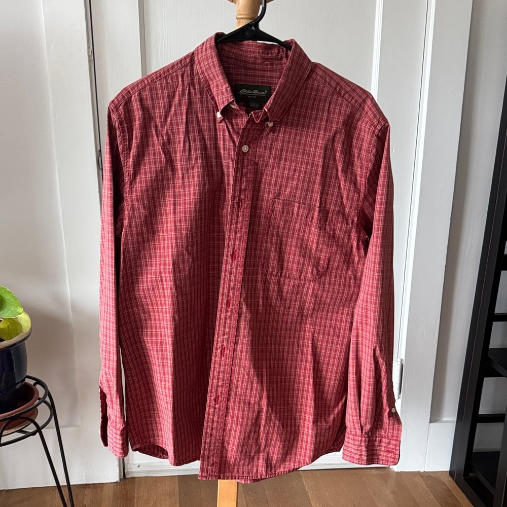 Eddie Bauer Men's Red Checkered Shirt